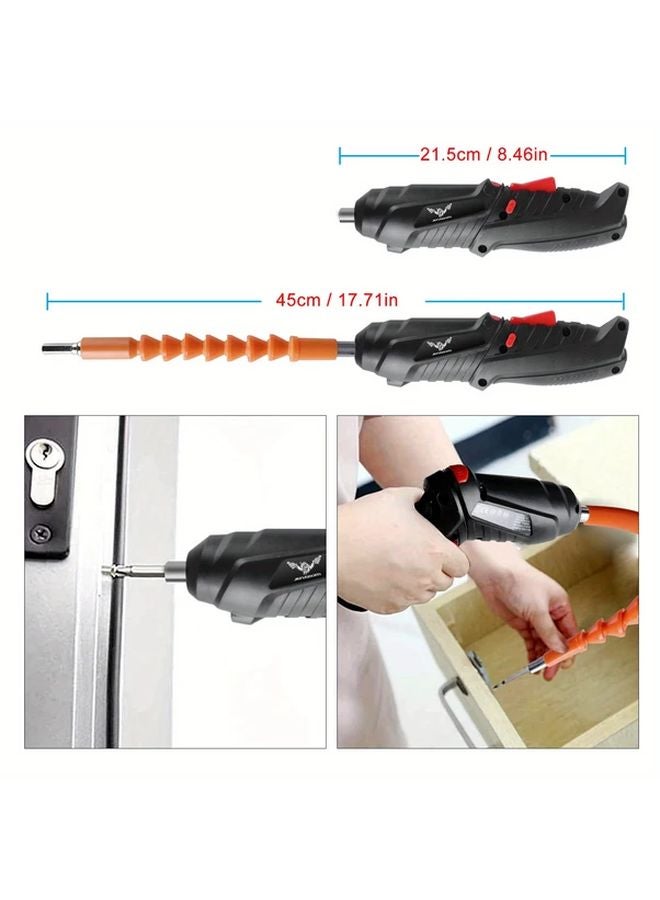 47 قطعة مفك كهربائي لاسلكي 3.6 فولت بطارية ليثيوم 1300 مللي أمبير مجموعة مثقاب كهربائي صغير أدوات خفيفة لإصلاحات المنزل والأعمال اليدوية - Image 3