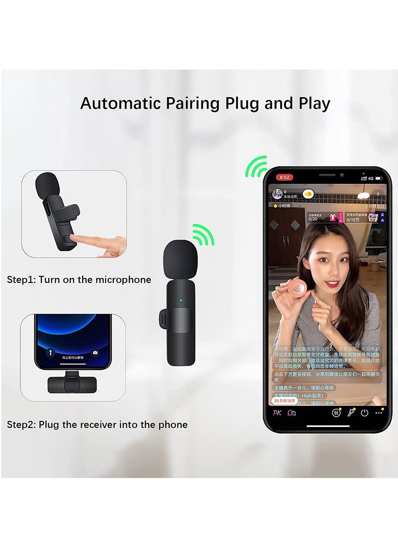 Tech Wireless Lavalier Microphone for iPhone iPad USB C Smartphone, Plug and Play Mini Mic for YouTube TikTok Live Streaming Gaming K Song Recording Auto Noise Reduction (3.5mm 1)