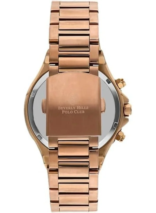 بيفرلي هيلز بولو كلوب Beverly Hills Polo Club Men's JP25 Movement Watch, Multi Function Display and Metal Strap - BP3361X.450, Rose Gold