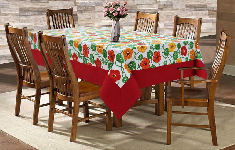 AIRWILL Cotton Floral Pattern 6 Seater Table Cloth Pack of 1 pc (Green) - Image 3