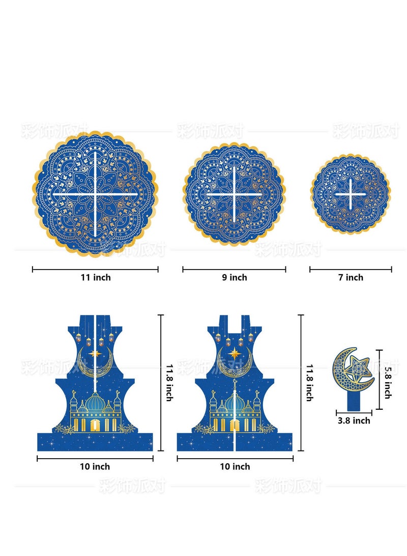 Latest Moon Festival 3-Tier Paper Cake Stand Ramadan Party Cake Tower Decoration Middle Eastern Moon Festival Party Essential - Image 4