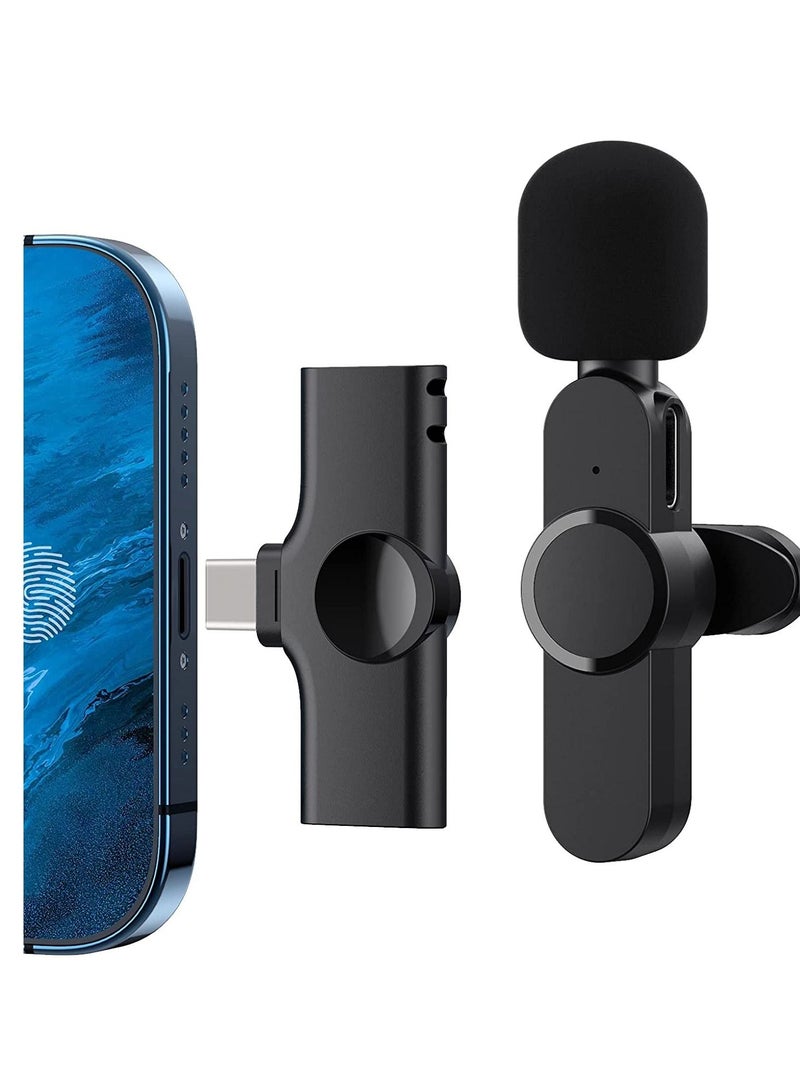 Mini Lavalier Microphone Clip-on Omnidirectional Mic Transmitter Receiver D11087-1—JA Black