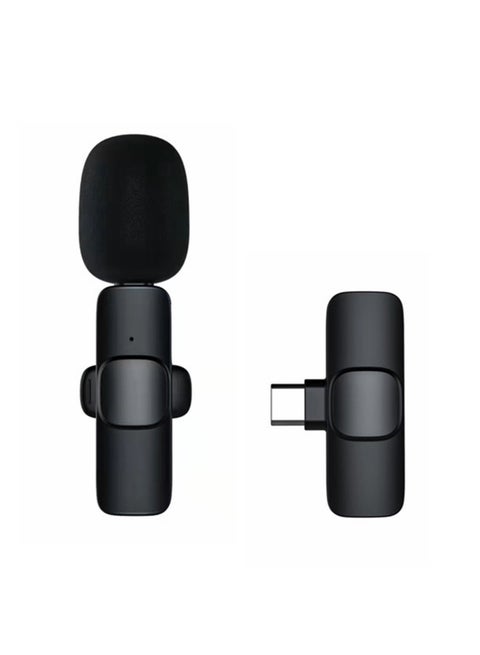 Mini Lavalier Microphone Clip-on Omnidirectional Mic Transmitter Receiver D11087-1—JA Black