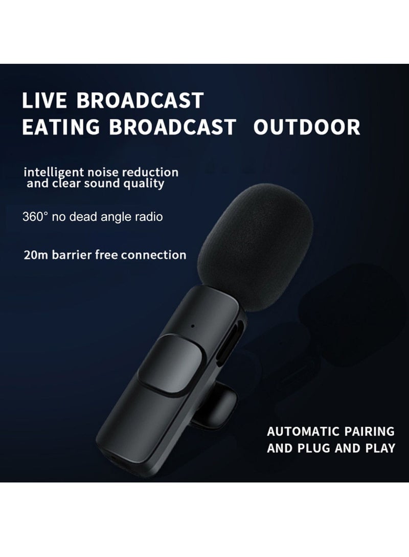 Mini Lavalier Microphone Clip-on Omnidirectional Mic Transmitter Receiver D11087-1—JA Black