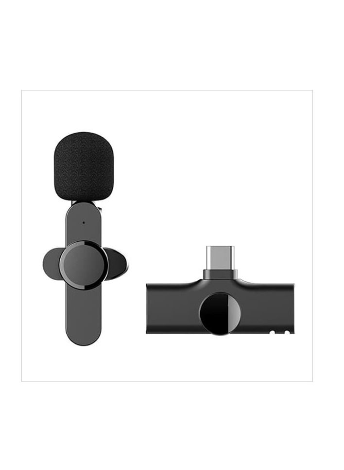 Mini Lavalier Microphone Clip-on Omnidirectional Mic Transmitter Receiver D11087-1—JA Black