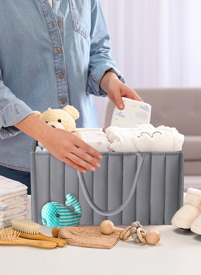 URbazaar Baby Diaper Caddy Organizer, Stylish Nursery Storage Basket - Gift for Baby Shower, Baby Registry Must Have, Newborn Essentials - Baby Caddy Organizer for Diaper Station (Gray)  - Image 4