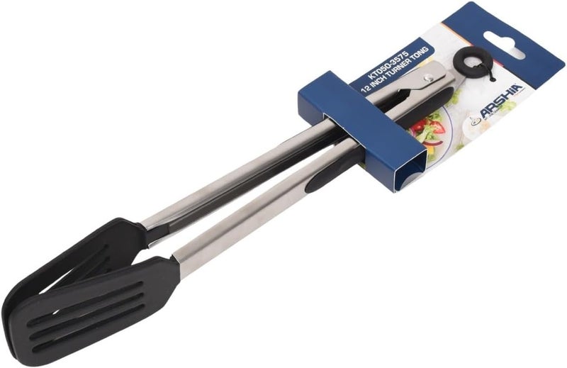 Arshia Stainless Steel Turner Tongs, 12-Inch Size - Image 1