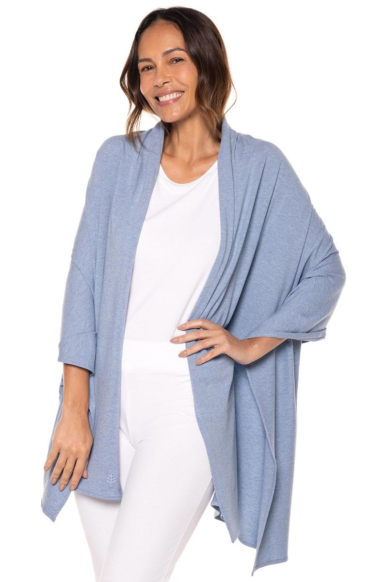 Coolibar Beach Shawl - UPF 50+ Sun Protection - Sanibel in Light Blue Heather - Image 1
