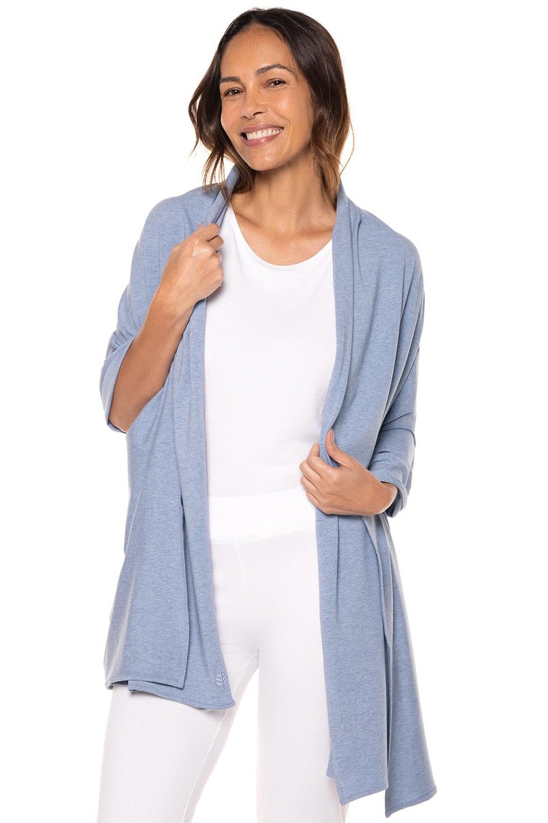 Coolibar Beach Shawl - UPF 50+ Sun Protection - Sanibel in Light Blue Heather - Image 5