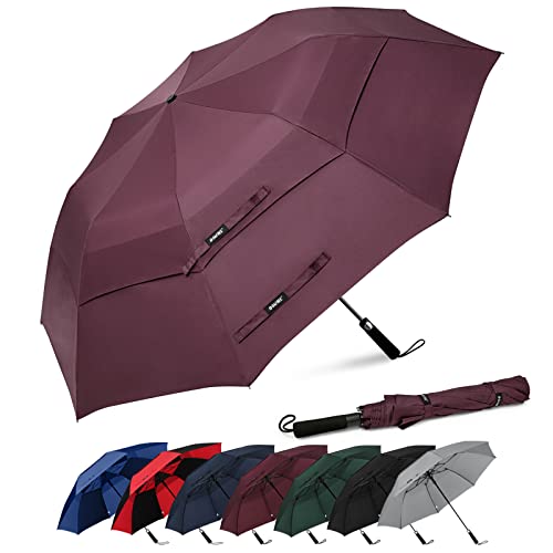 G4Free 62 Inch Portable Golf Umbrella Large Oversize Double Canopy Vented Windproof Waterproof Automatic Open Stick Umbrellas for Men and Women(Wine Red) - Image 1