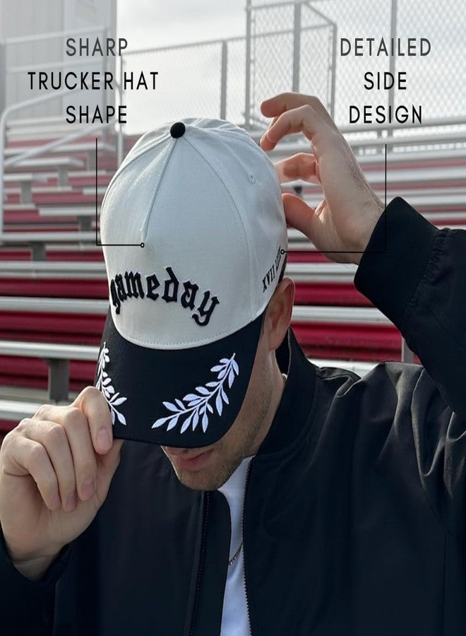 Citrusy Boutique Vintage Trucker Hat | Country Cowboy Cute Preppy Retro Western Trucker Hats | Men Women Trendy Snapback | Tan Red Green Black (Gameday | Black) - Image 5