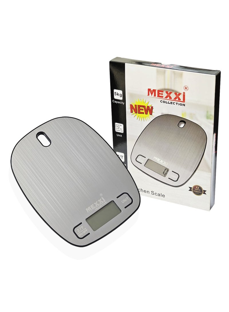 MEXXI Stainless Steel Kitchen Scale, 5kg - Professional Baking & Cooking Scale with Overload Indicator & Auto-Off - Image 1