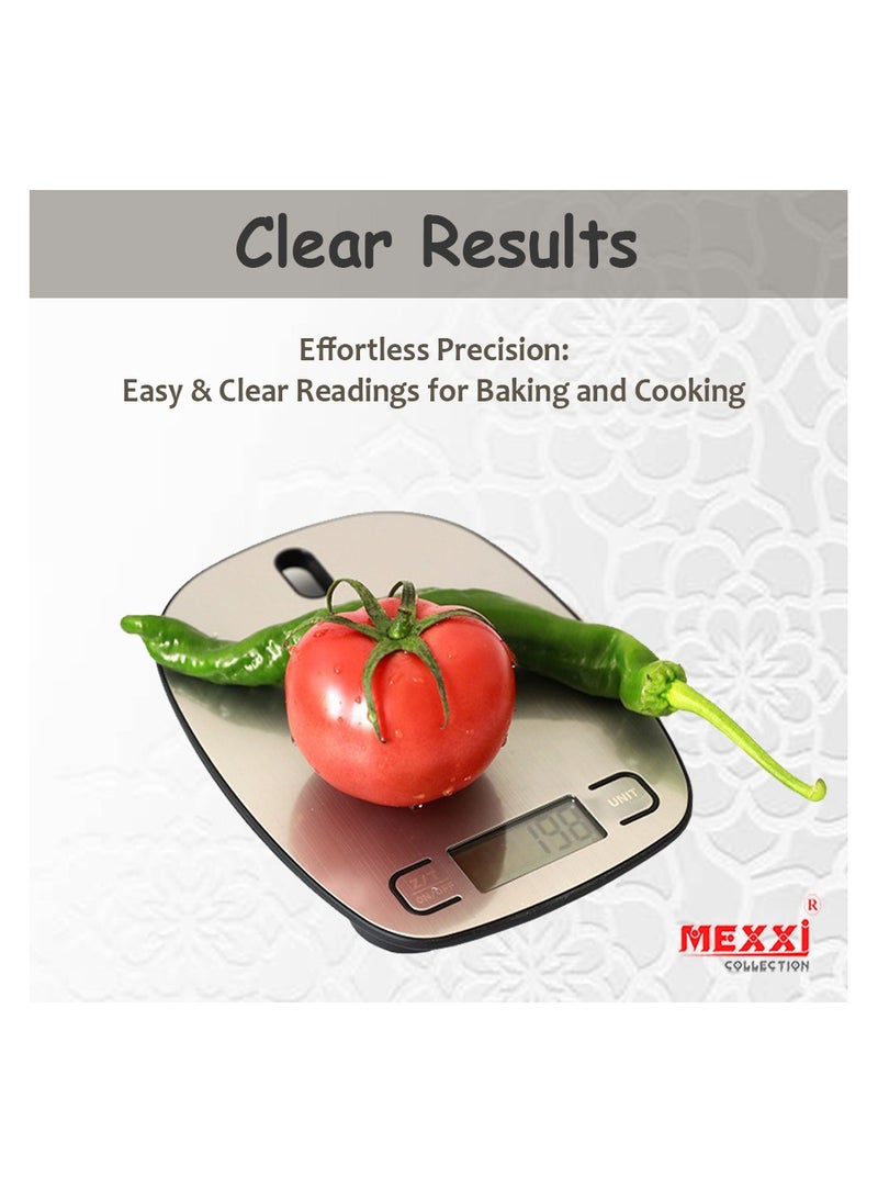 MEXXI Stainless Steel Kitchen Scale, 5kg - Professional Baking & Cooking Scale with Overload Indicator & Auto-Off - Image 2