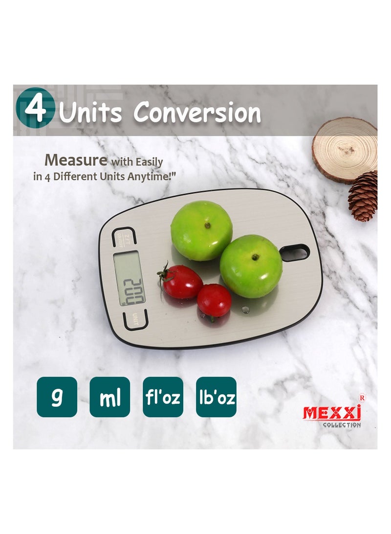 MEXXI Stainless Steel Kitchen Scale, 5kg - Professional Baking & Cooking Scale with Overload Indicator & Auto-Off - Image 5