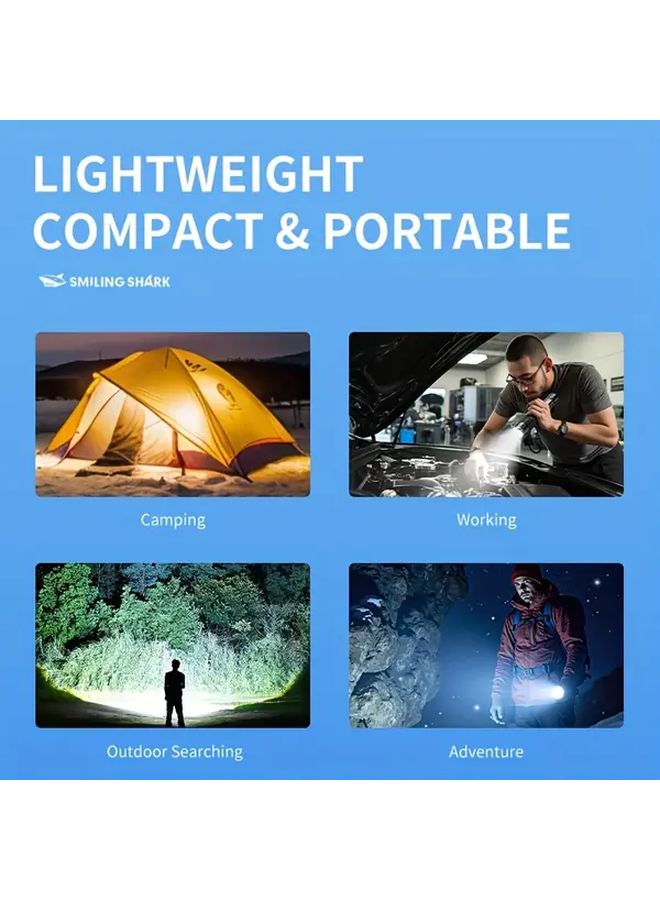 SD 5344A Rechargeable Shark Flashlight High Lumen Zoomable LED 6 Modes Blue Light ABS Torch - Image 3