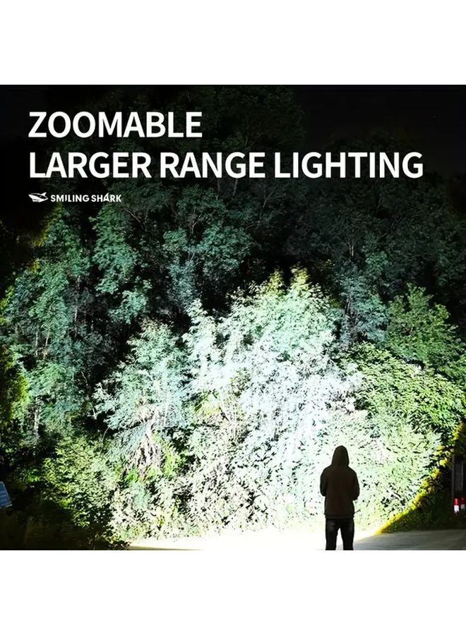 SD 5344A Rechargeable Shark Flashlight High Lumen Zoomable LED 6 Modes Blue Light ABS Torch - Image 4