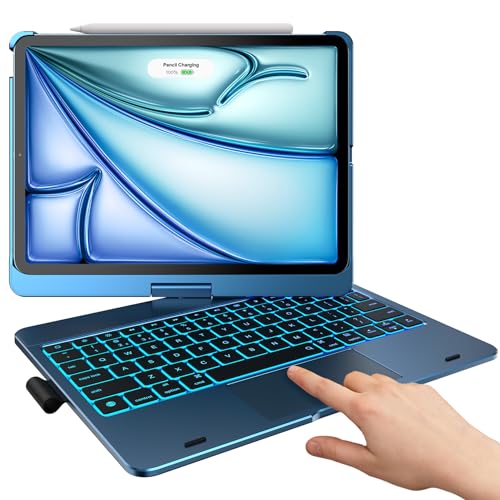 typecase Touch Keyboard Case for iPad Air 11-inch(M4/M3/M2, 2026/2025/2024) & iPad Pro 11(4th/3rd/2nd/1st Gen),Multi-Touch Trackpad,11-Color Backlight,360°Rotatable for iPad Air 5/4th Gen,Pacific Blue - Image 1