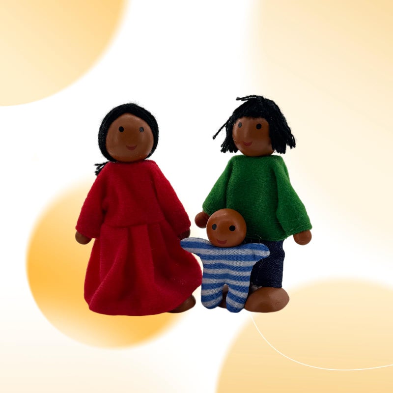 HYSTYLE 12 Pieces Wooden Dollhouse Family Set with Dog Cat Mini People Figures Dollhouse Dolls Wooden Doll Family Pretend Play Figures Accessories for Pretend Dollhouse (Style 3) - Image 4