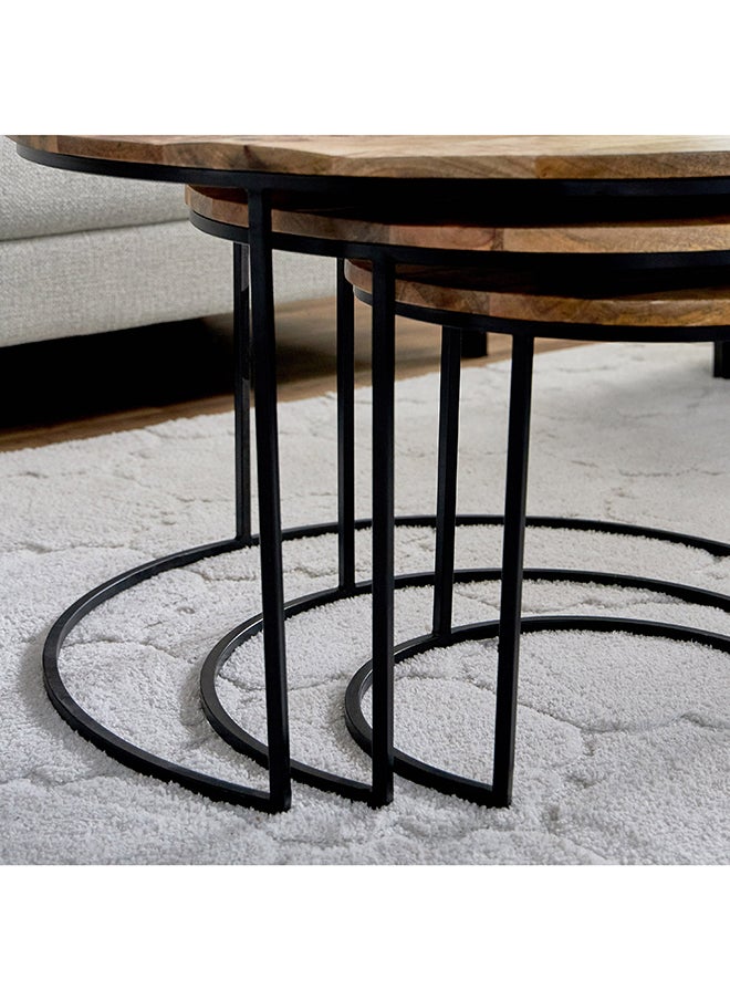 Home Box Urban 2-Piece Solid Wood Round Nesting Table Set 76 x 48 x 76 cm  - Image 5