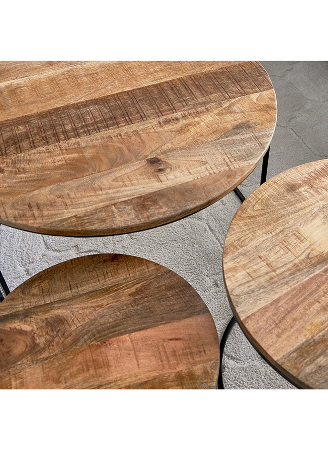 Home Box Urban 2-Piece Solid Wood Round Nesting Table Set 76 x 48 x 76 cm  - Image 4
