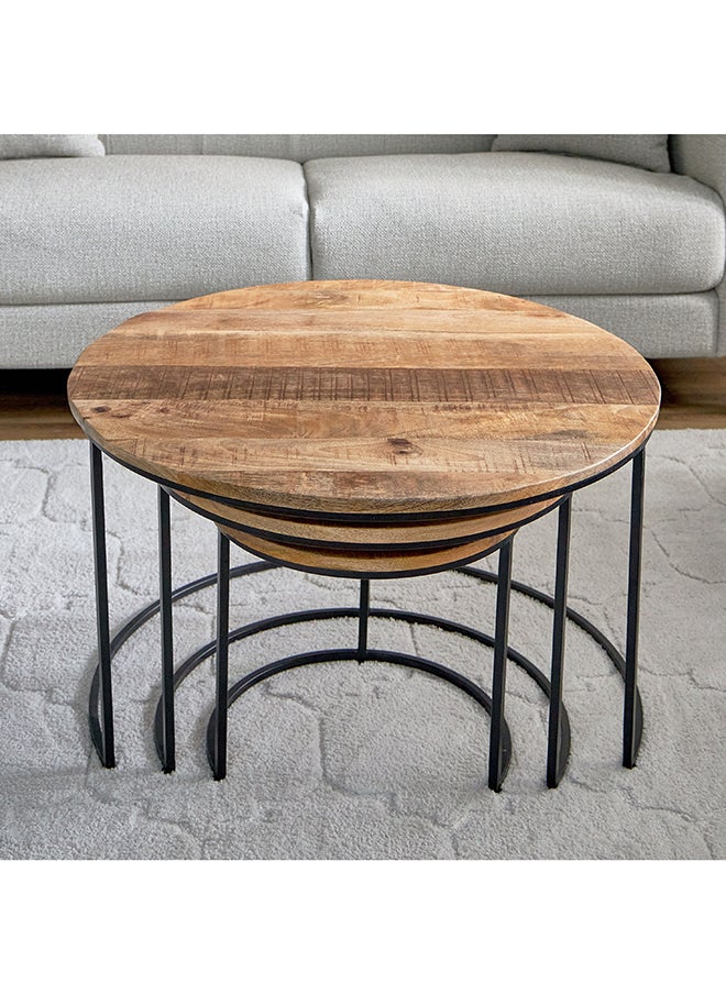 Home Box Urban 2-Piece Solid Wood Round Nesting Table Set 76 x 48 x 76 cm  - Image 3