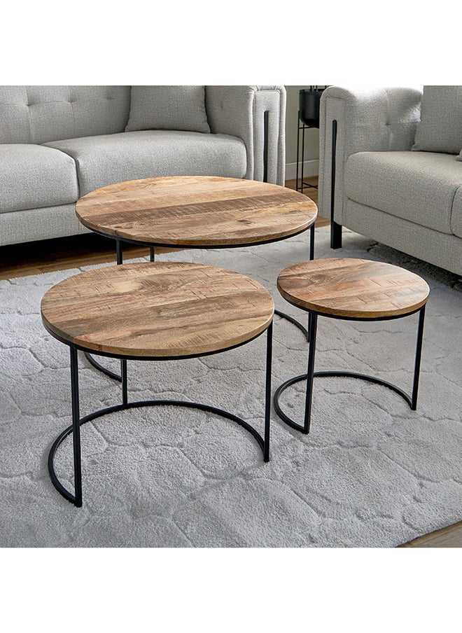 Home Box Urban 2-Piece Solid Wood Round Nesting Table Set 76 x 48 x 76 cm  - Image 2