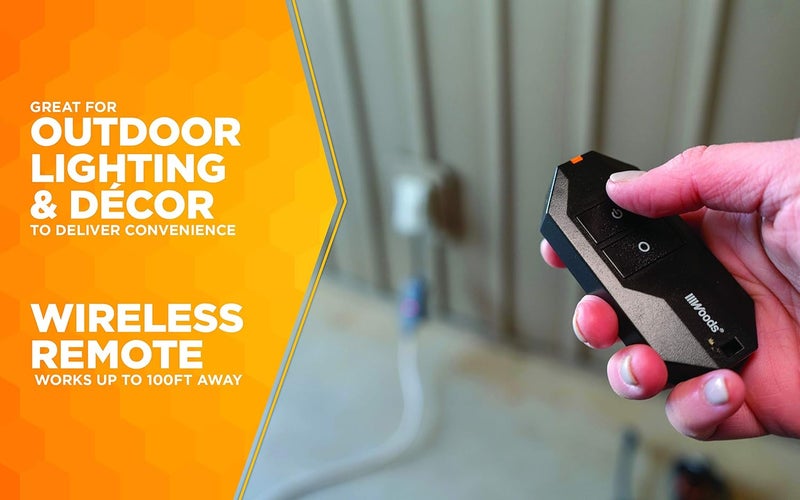 Woods 50125WD Outdoor Indoor Wireless Remote Control Outlet Kit Electrical Plug In Remote Light Switch Features 1 Grounded Outlet with a Pairable Remote CSA Rated FCC Compliant Black - Image 3