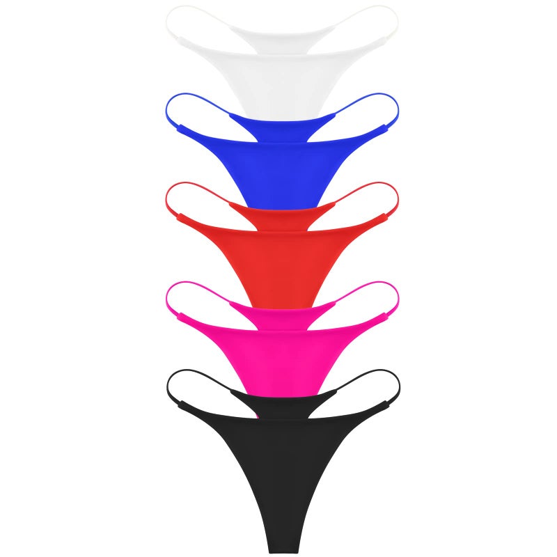 ETAOLINE Women's Thong Bikini Cheeky Bottom Solid G String Panties 5Pack M - Image 1