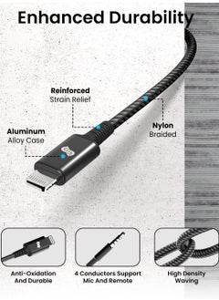 Remson Apple MFi Certified Remson Lightning to 3.5 mm AUX Cable 1.2M Home Car Stereo Speaker Headphone Jack Adapter Audio Cable for iPhone 14 13 12 11 XS XR X 8 7 6 iPad  Black  - Image 4