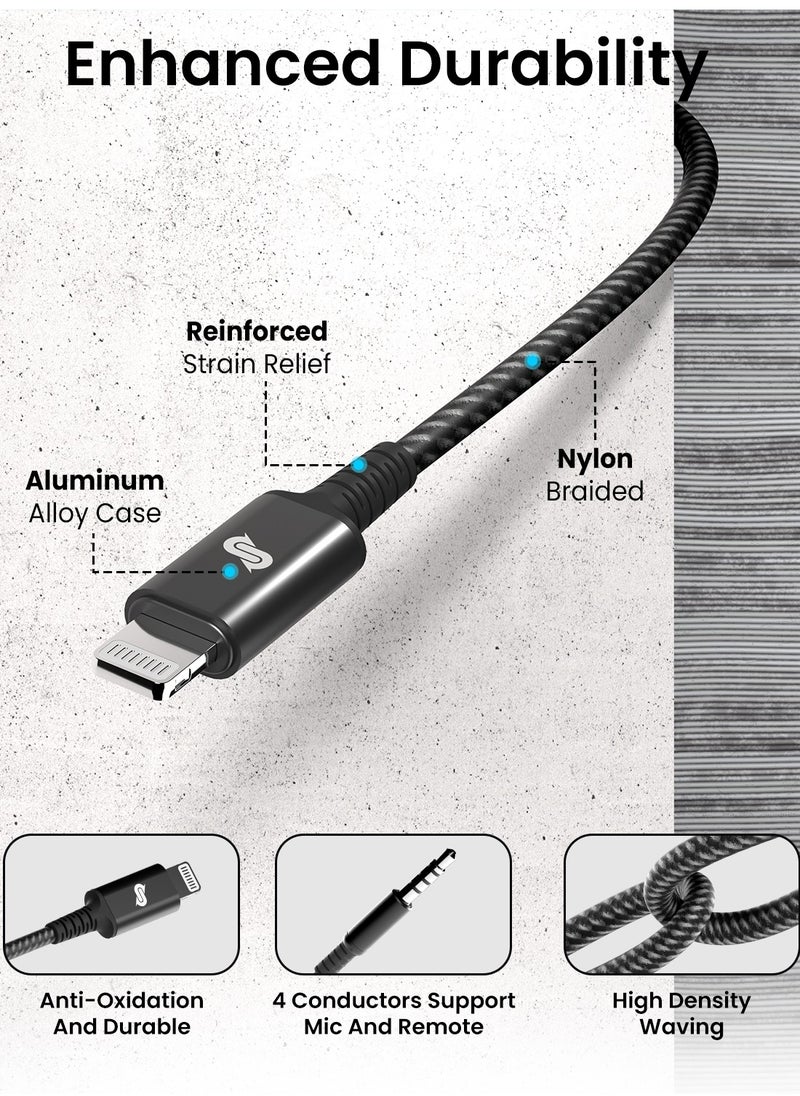 Remson - Apple MFi Certified Remson Lightning to 3.5 mm AUX Cable 1.2M Home Car Stereo Speaker Headphone Jack Adapter Audio Cable for iPhone 14 13 12 11 XS XR X 8 7 6 iPad  Black - Image 1