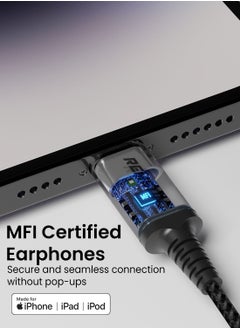 Remson Apple MFi Certified Remson Lightning to 3.5 mm AUX Cable 1.2M Home Car Stereo Speaker Headphone Jack Adapter Audio Cable for iPhone 14 13 12 11 XS XR X 8 7 6 iPad  Black  - Image 2