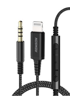 Remson Apple MFi Certified Remson Lightning to 3.5 mm AUX Cable 1.2M Home Car Stereo Speaker Headphone Jack Adapter Audio Cable for iPhone 14 13 12 11 XS XR X 8 7 6 iPad  Black  - Image 1