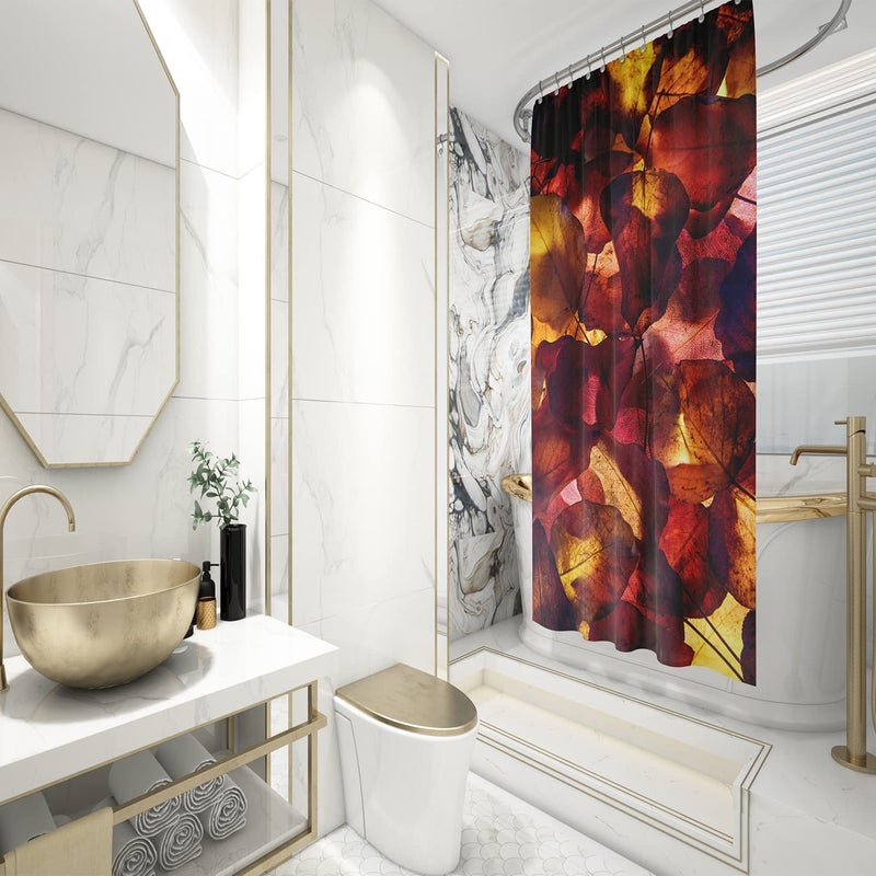 FING ستارة دش الحمام، ستارة حمام مع خطاف، ستارة دش مصممة للحمام، حوض الاستحمام، زينة ستائر حمام زخرفية حديثة (تصميم_20) - Image 3