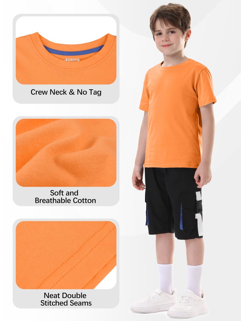 JORHIG 5 Pack Boys Shirts Cotton Short Sleeve T-Shirts for Boys Kids Toddler Tees Clothes Summer Tops Set A 10-12Y - Image 5