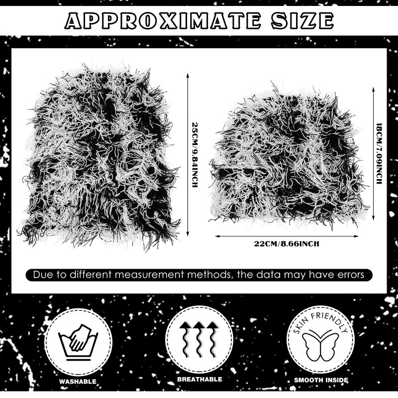 Chuarry Distressed Knitted Beanie Fuzzy Winter Hats Thick Warm Y2k Beanie Snow Knit Cap Skull for Women Men(Assorted Black White,Regular Style) - Image 2