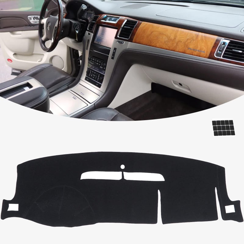 KEYOOG Dashboard Cover Dash Mat Fit for Cadillac Escalade 20142007 Without HUD and Center Speaker ModelsCar Dash Board Mat AntiGlare CarpetNonSlip Pad Sunshield Protector Black