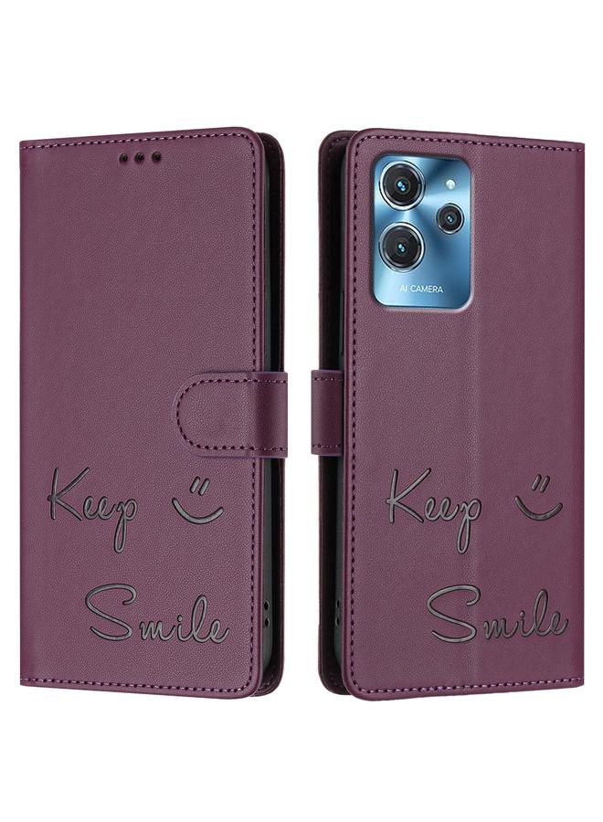 S-TOP Case For Oukitel C32 Smile Embossing RFID Leather Phone Case - Image 3