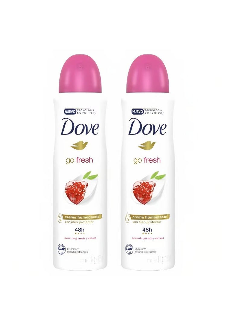 Dove Dove Deodorant Pomegranate Spray 2 Pack, 150ml  - Image 1