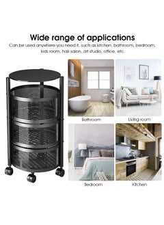 HASTHIP HASTHIP® 3 Layer Kitchen Rotating Trolley Portable Storage Rack, Rotating Kitchen Trolley, Kitchen Trolley with Wheels for Storage, Vegetable Storage Rack for Kitchen Living Room  - Image 3