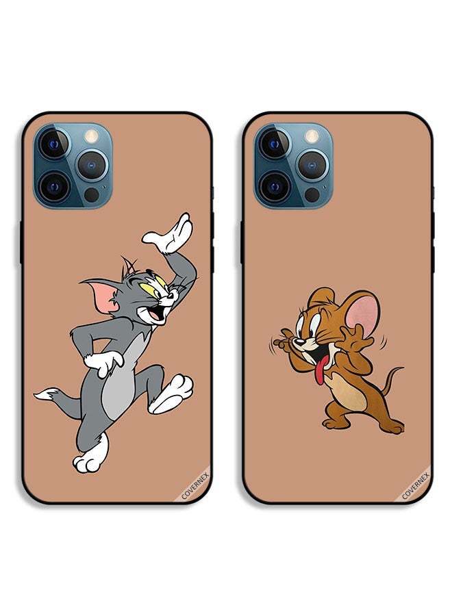 Covernex Two Cases For Apple iPhone 12 Pro Protective Covers Tom and Jerry Couple Case Back Covers - Image 1