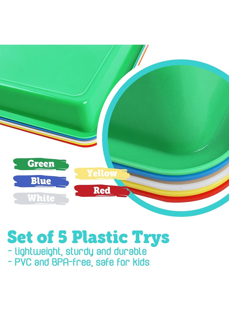 Multicolor Plastic Art Trays, Activity Tray Crafts Organizer Tray Serving Tray for School Home Art and Crafts, DIY Projects, Painting, Beads, Organizing Supply (5 Color) - Image 4