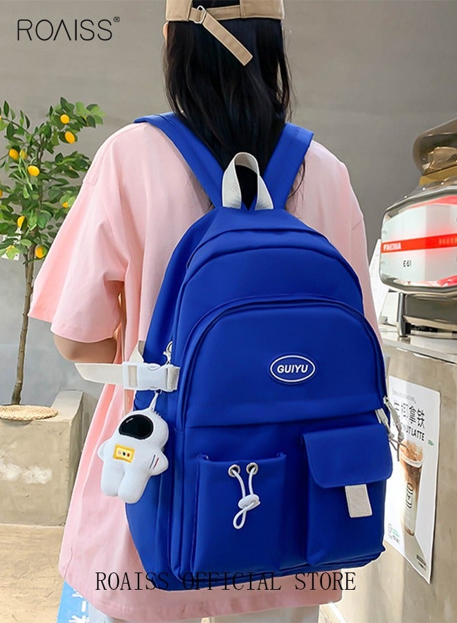 roaiss 4 Pcs Letter Graphic Colorblock Backpack Set Sweet Large Capacity School Bag Bookbag Shoulder Totes Pencil Case for Kids Girls Middle School Students White/Navy Blue - Image 5