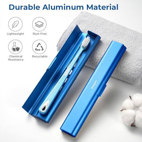 Oralphi Aluminum Toothbrush Travel Case, Portable Travel Toothbrush Holder, Durable Manual Toothbrush Box Container for Traveling, Bathroom, Camping, Business Trip-Blue - Image 2