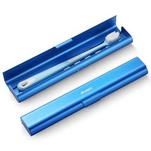 Oralphi Aluminum Toothbrush Travel Case, Portable Travel Toothbrush Holder, Durable Manual Toothbrush Box Container for Traveling, Bathroom, Camping, Business Trip-Blue - Image 1