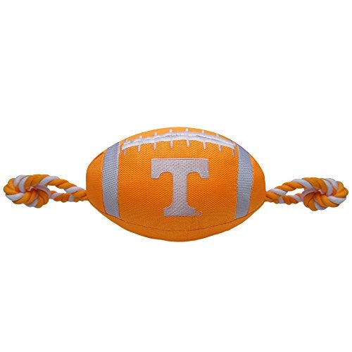 Pets First NCAA Tennessee Volunteers Football Dog Toy, Tough Quality Nylon Materials, Strong Pull Ropes, Inner Squeaker, Collegiate Team Color - Image 1