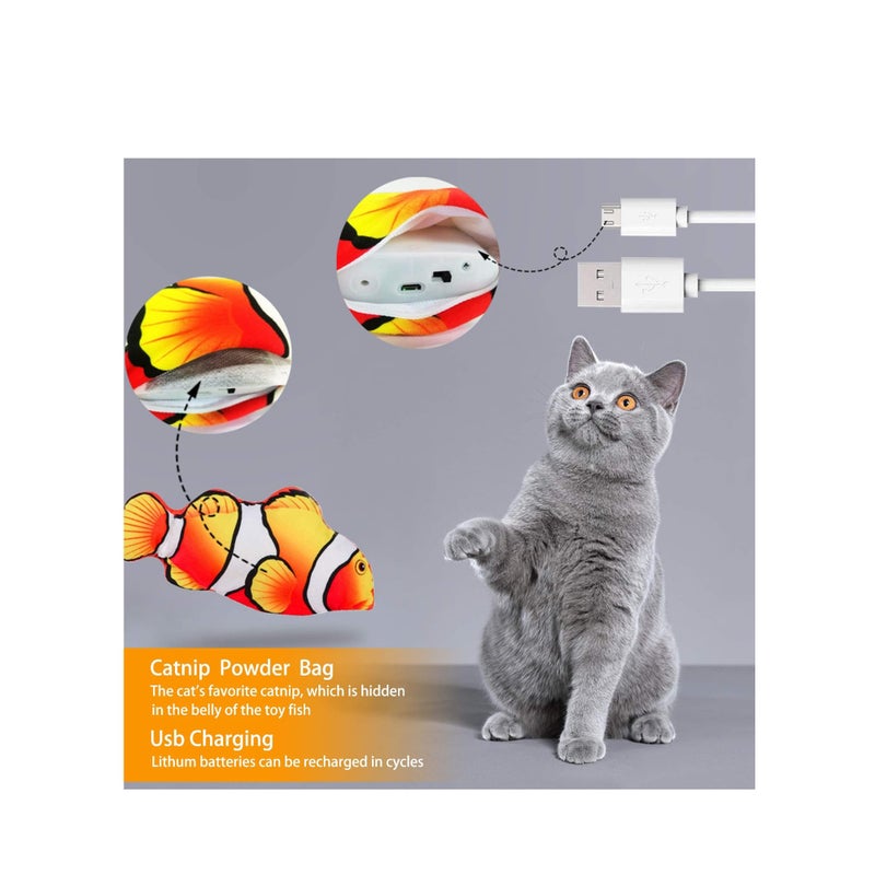 SOLARAE Floppy Fish Cat Toy, Cat Toys for Indoor Cats with Catnip, Interactive Cat Toy for Cat Exercise, Realistic Cat Fish Toy, Motion Kitten Toys, Built-in Motion Sensor, USB Chargeable - Image 4