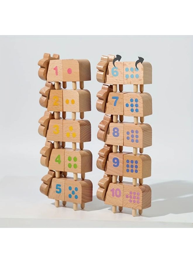 Youngsters Wooden Cow Number Matching Puzzle Blocks Math And Color Sorting Cognitive Development Educational Toy Birthday Gift Family Game - Image 4