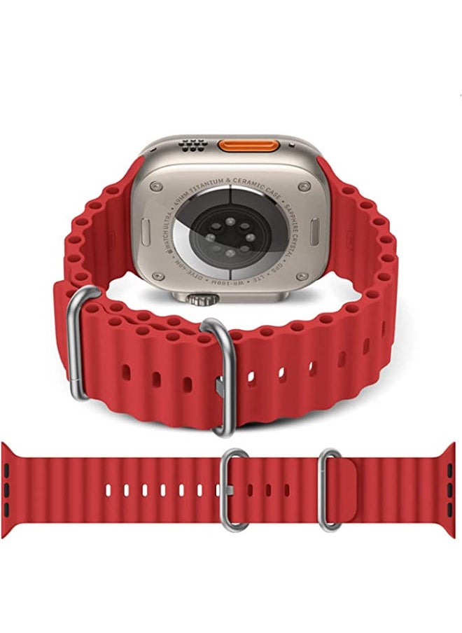 SHOPI - Newest Silicone Ocean Watch Band For Apple Watch Series 8 7 6 5 4 3 2 1 SE Compatible With Apple Watch Band 42mm 44mm 45mm 49mm Replacement Women Mens, Sport  slides Strap for iWatch Ultra - Image 1