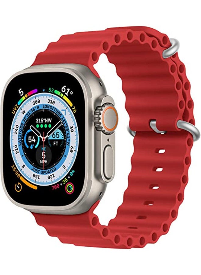 SHOPI - Newest Silicone Ocean Watch Band For Apple Watch Series 8 7 6 5 4 3 2 1 SE Compatible With Apple Watch Band 42mm 44mm 45mm 49mm Replacement Women Mens, Sport  slides Strap for iWatch Ultra - Image 1
