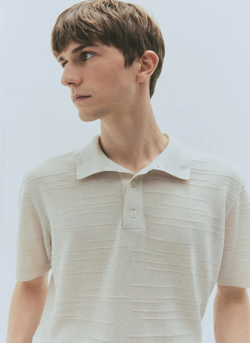 H&M Regular Fit Fine-Knit Polo Shirt